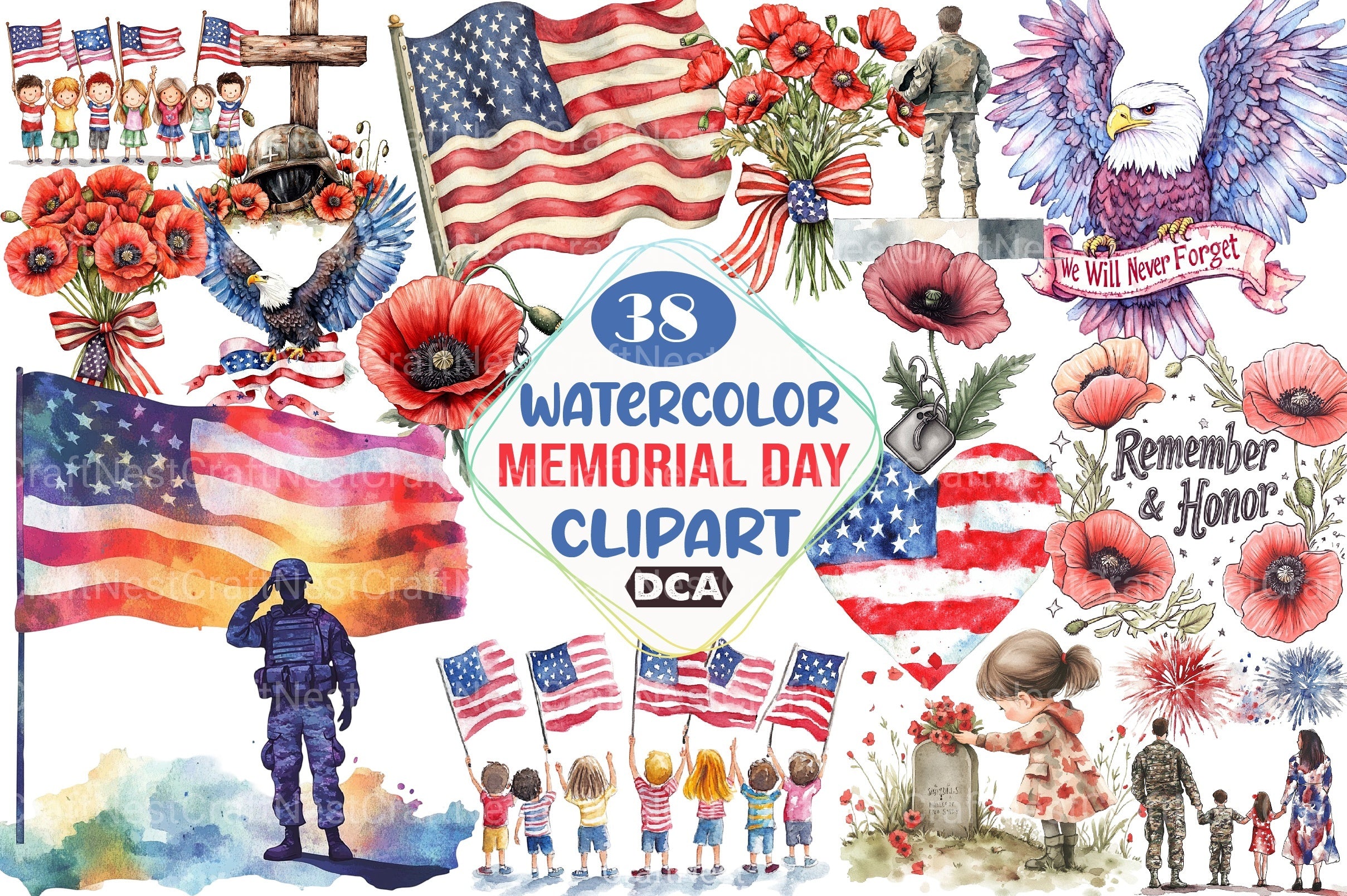 Memorial Day Clipart Bundle 27 - CraftNest - Digital Crafting and Art