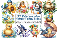 Summer Baby Birds Clipart Bundle 25 - CraftNest - Digital Crafting and Art