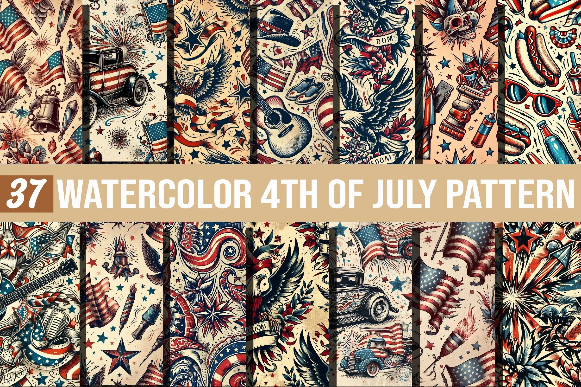 4th of July Pattern Clipart Bundle - CraftNest - Digital Crafting and Art