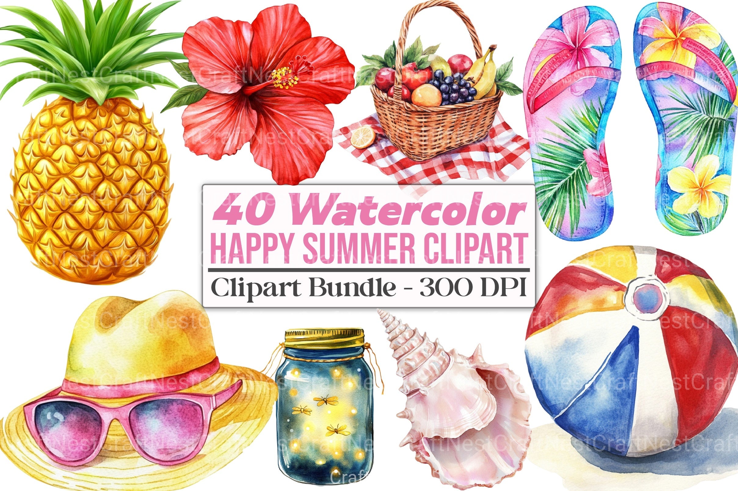 Happy Summer Clipart Bundle 6 - CraftNest - Digital Crafting and Art