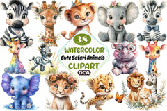 Cute Safari Animals Clipart Bundle 2 - CraftNest - Digital Crafting and Art