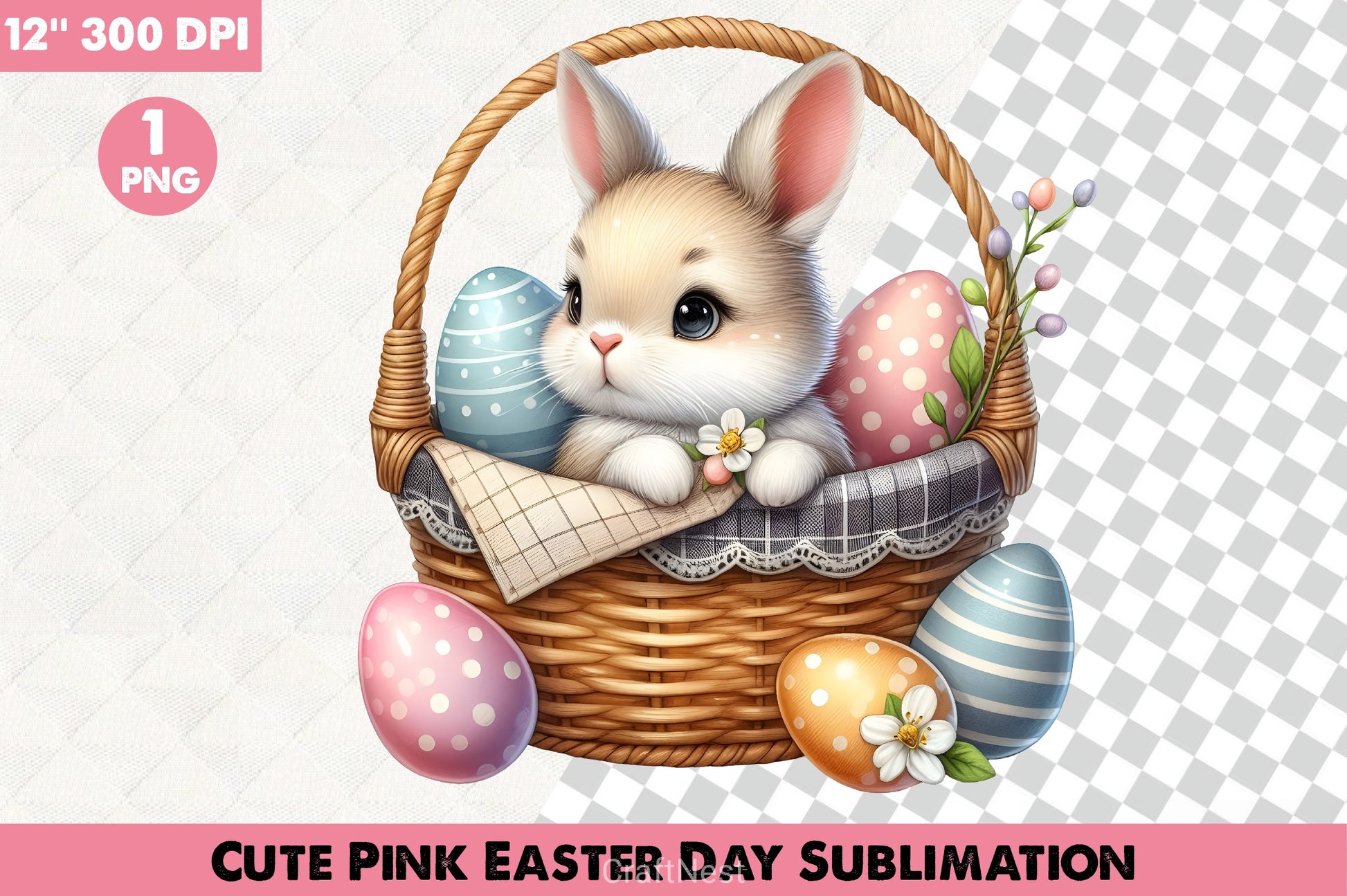 Cute Pink Easter Clipart Bundle - CraftNest - Digital Crafting and Art