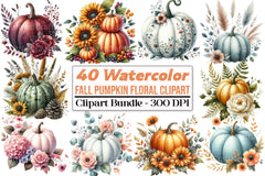 Fall Pumpkin Floral Clipart Bundle - CraftNest - Digital Crafting and Art