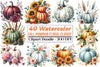 Fall Pumpkin Floral Clipart Bundle