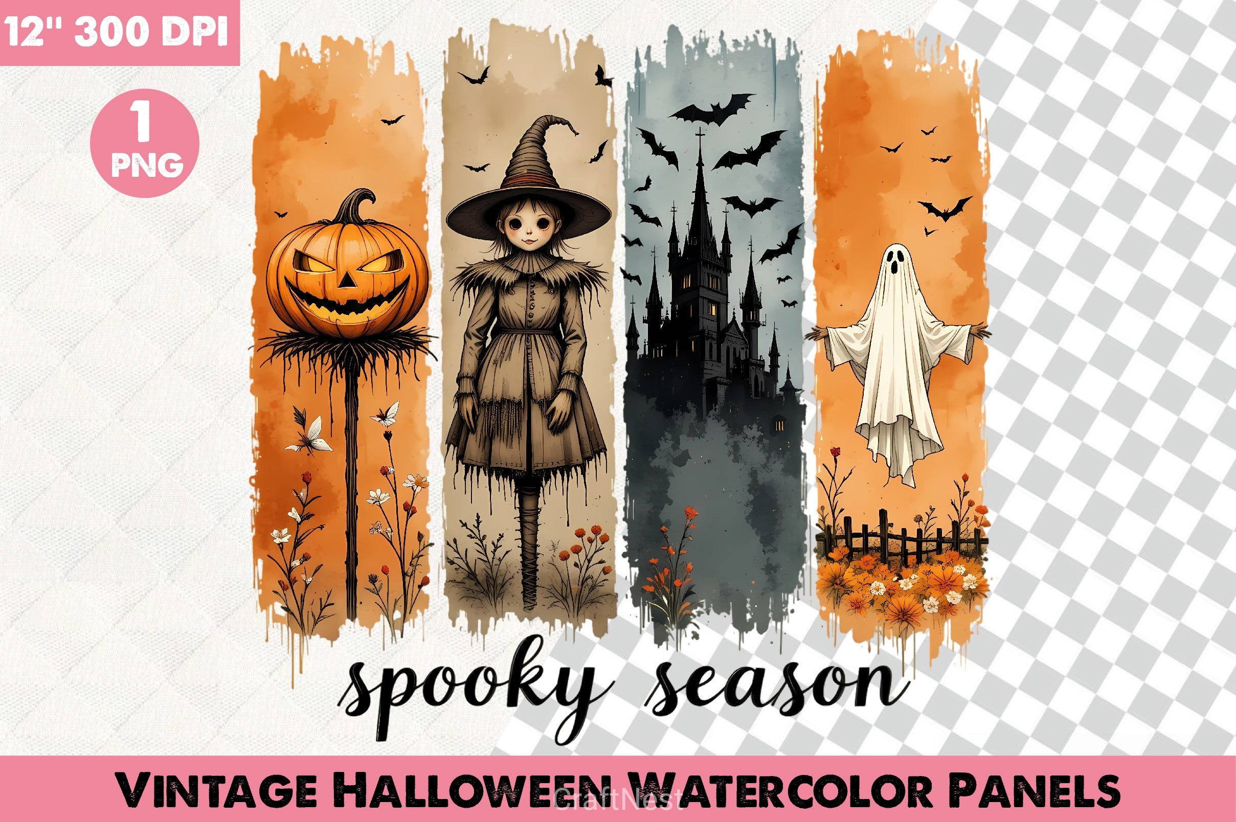 Vintage Halloween Panels Clipart Bundle - CraftNest - Digital Crafting and Art