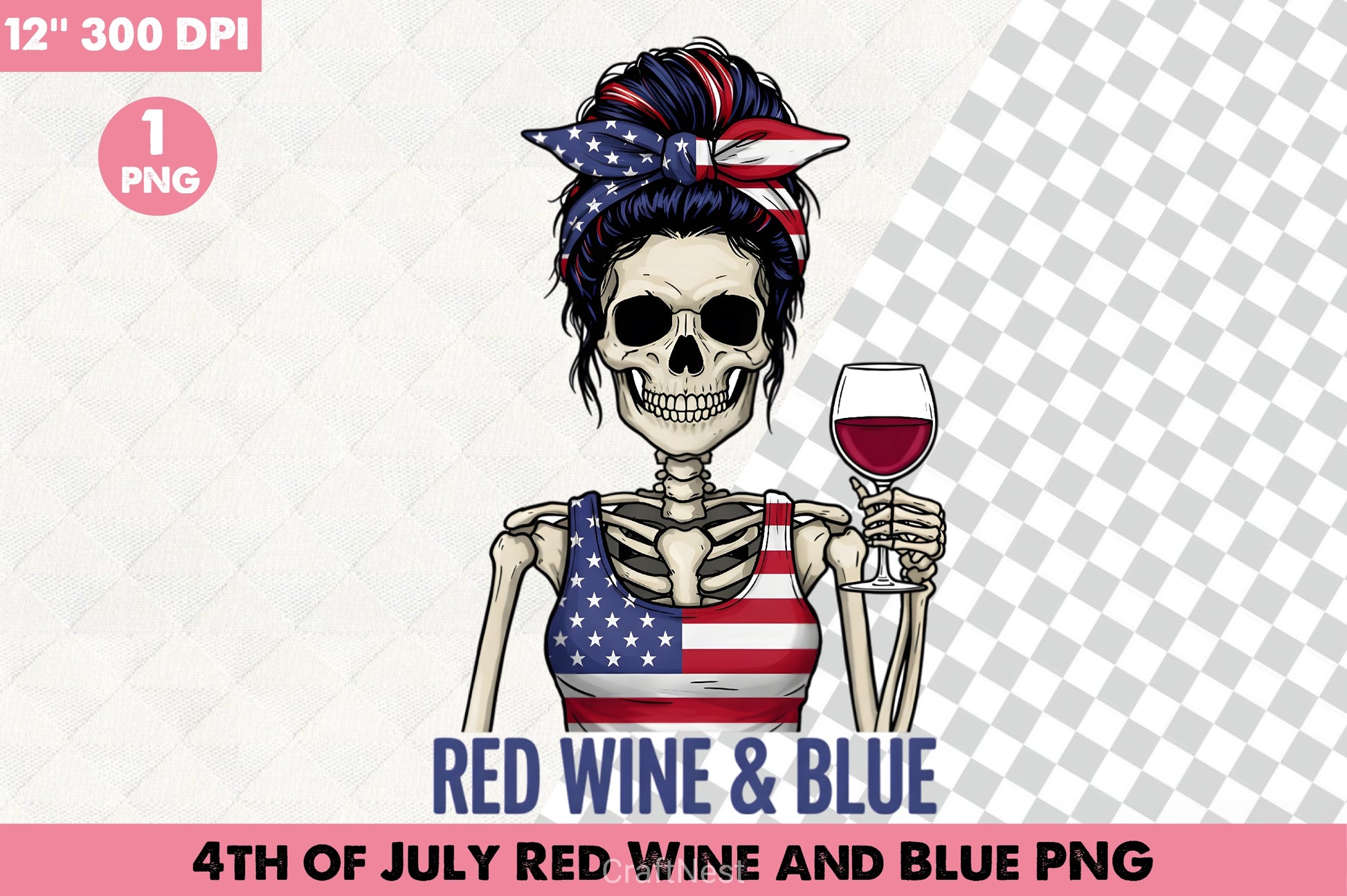 4th of July Wine & Blue Clipart Bundle 1 - CraftNest - Digital Crafting and Art