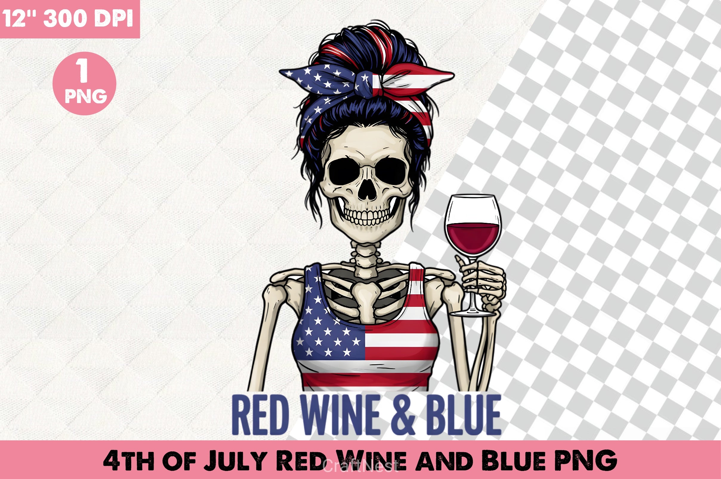4th of July Wine & Blue Clipart Bundle 1 - CraftNest - Digital Crafting and Art