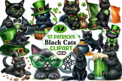 St. Patrick's Day Black Cats Clipart Bundle - CraftNest - Digital Crafting and Art