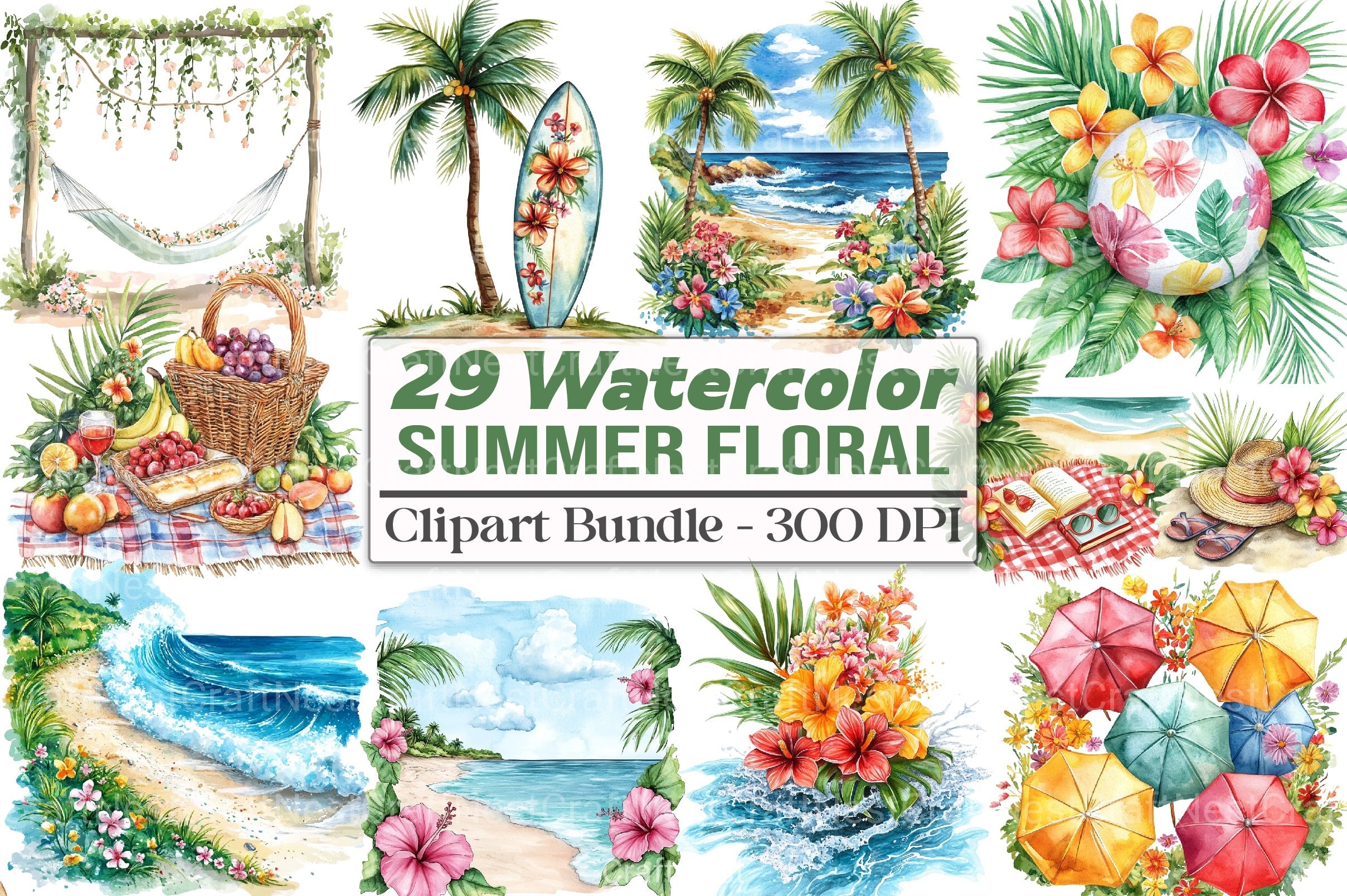Summer Floral Clipart Bundle 23 - CraftNest - Digital Crafting and Art