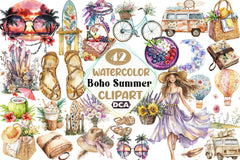 Boho Summer Clipart Bundle 6 - CraftNest - Digital Crafting and Art
