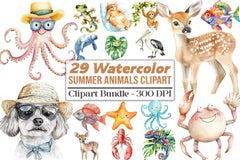 Summer Animals Clipart Bundle 99 - CraftNest - Digital Crafting and Art