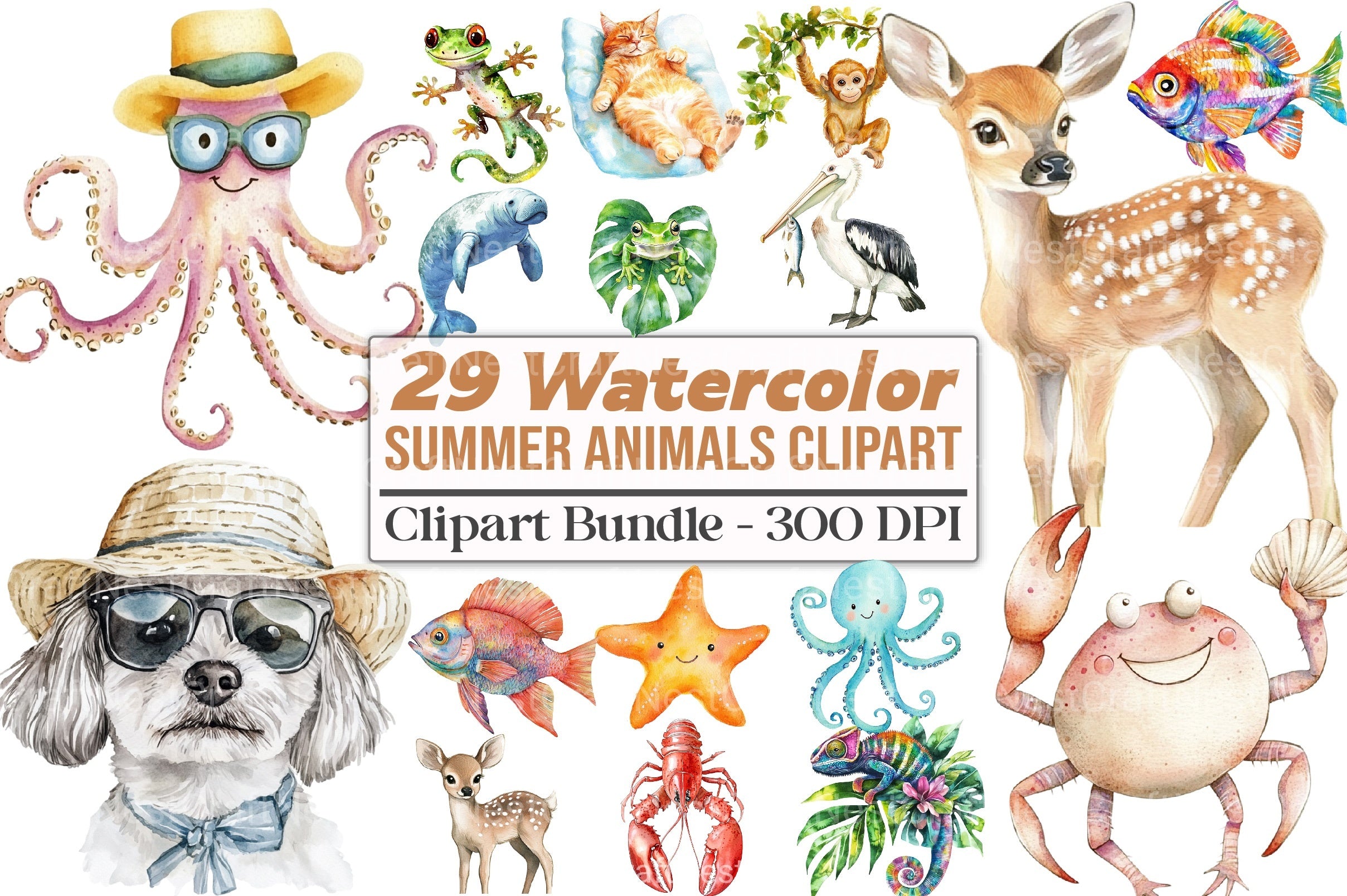 Summer Animals Clipart Bundle 99 - CraftNest - Digital Crafting and Art