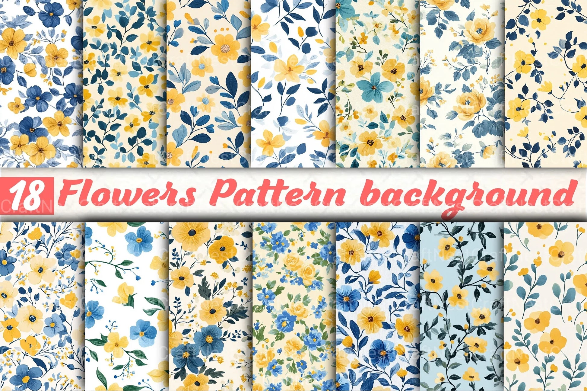 Floral Pattern Background Clipart Bundle 2 - CraftNest - Digital Crafting and Art