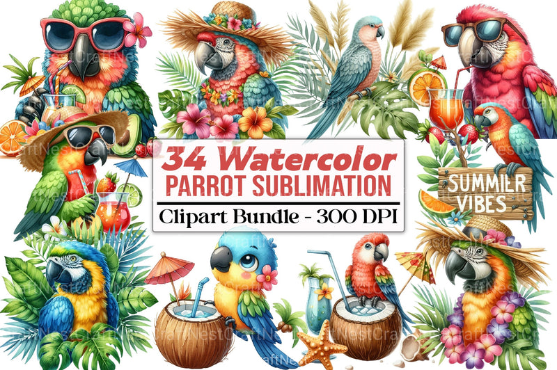 Summer Parrot Clipart Bundle 23 - CraftNest - Digital Crafting and Art