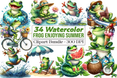 Frog Summer Clipart Bundle 1122 - CraftNest - Digital Crafting and Art