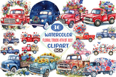 Floral Truck 4th of July Clipart Bundle - CraftNest - Digital Crafting and Art