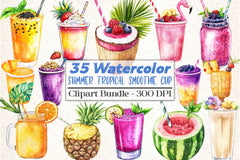 Summer Tropical Smoothie Cup Clipart Bundle 78 - CraftNest - Digital Crafting and Art