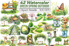 Green Spring Outdoor Clipart Bundle - CraftNest - Digital Crafting and Art