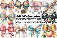 Teacher Bow Coquette Clipart Bundle - CraftNest - Digital Crafting and Art