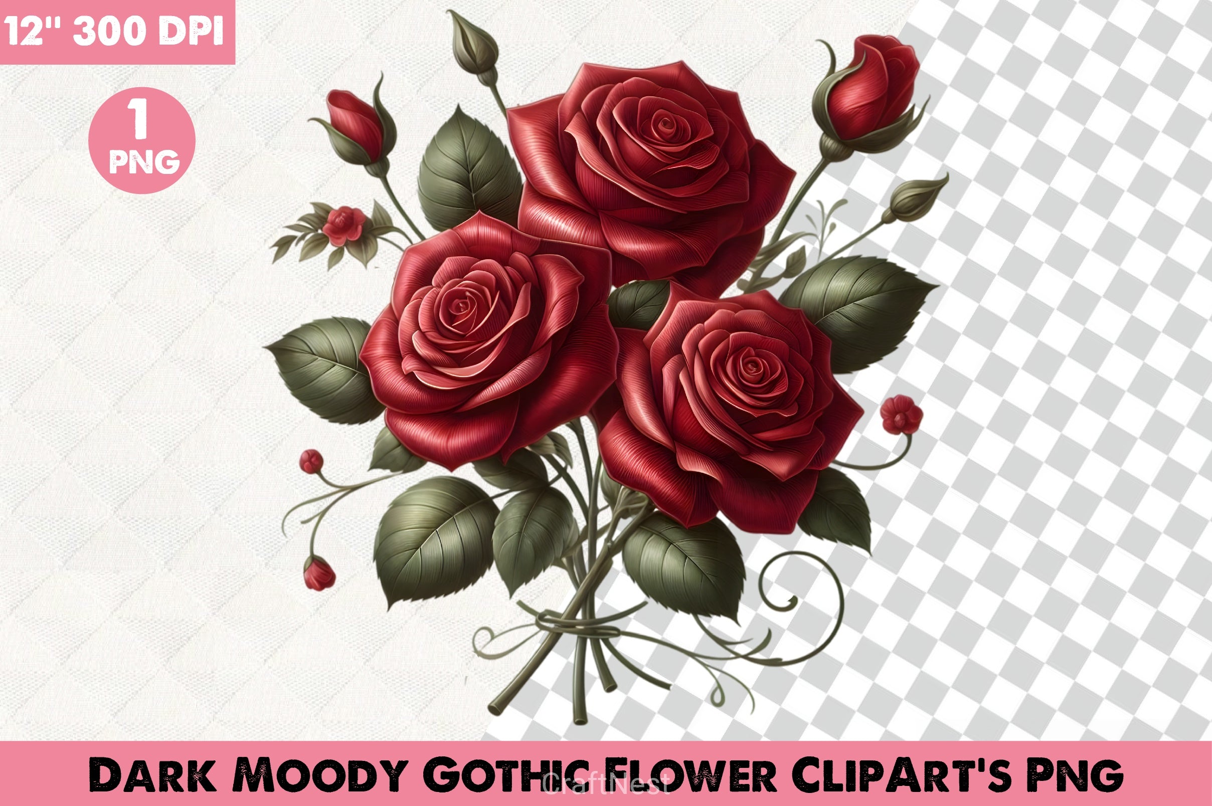 Dark Moody Gothic Flowers Clipart Bundle 2 - CraftNest - Digital Crafting and Art