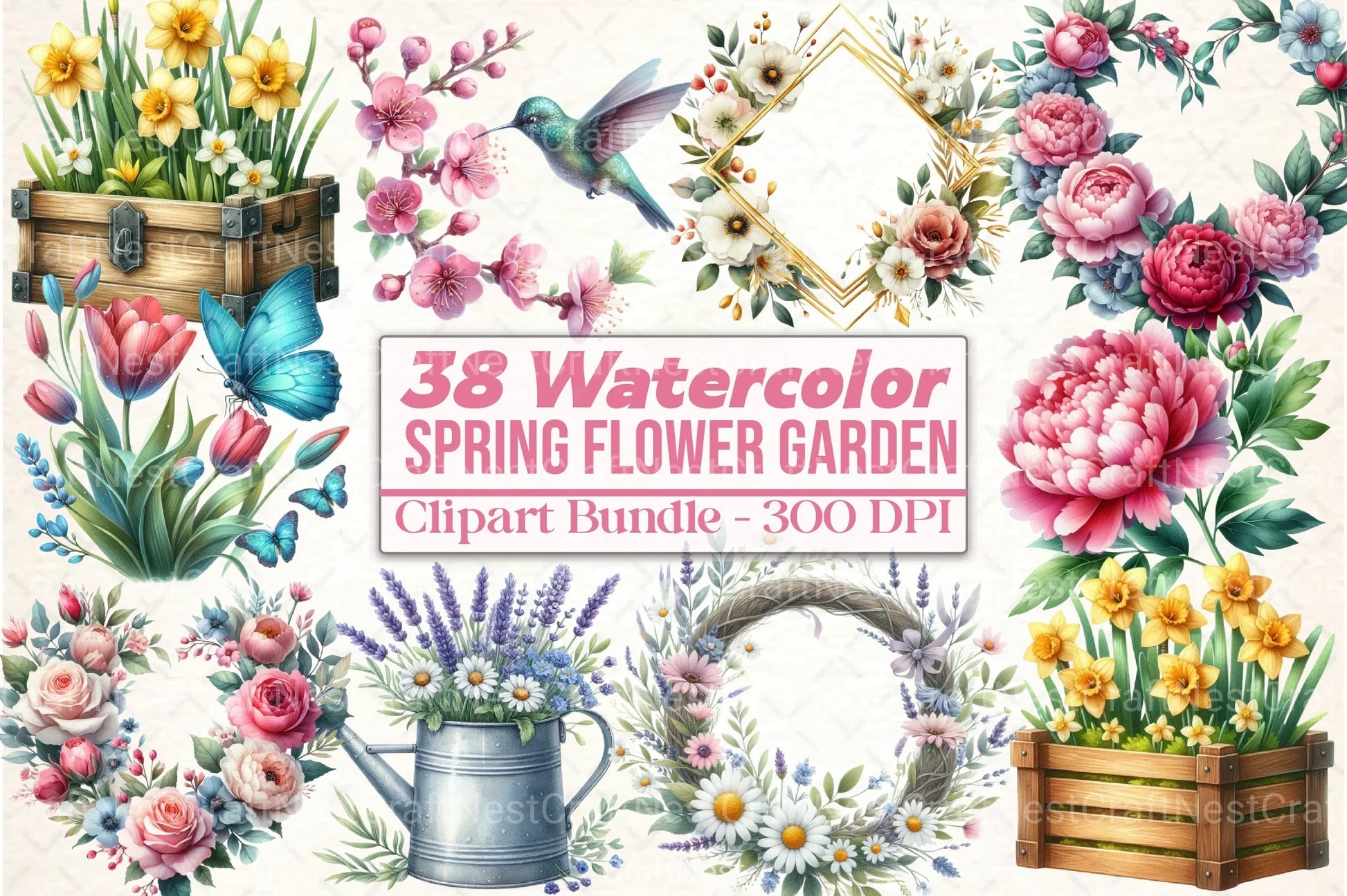 Spring Flower Garden Clipart Bundle 2 - CraftNest - Digital Crafting and Art