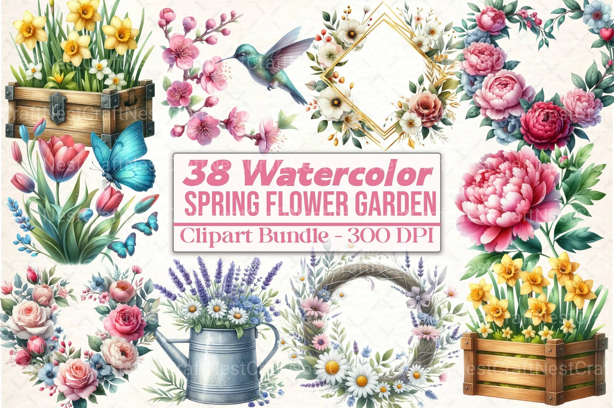 Spring Flower Garden Clipart Bundle 2 - CraftNest - Digital Crafting and Art