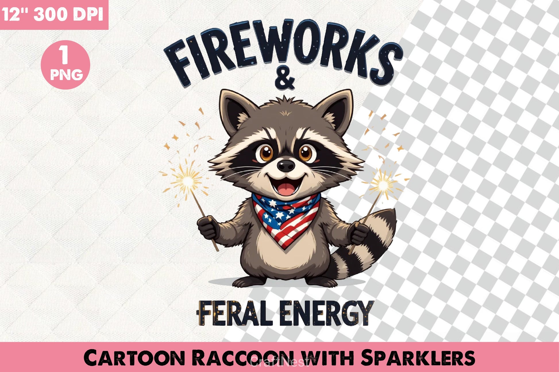 Cartoon Raccoon Sparklers Clipart Bundle - CraftNest - Digital Crafting and Art