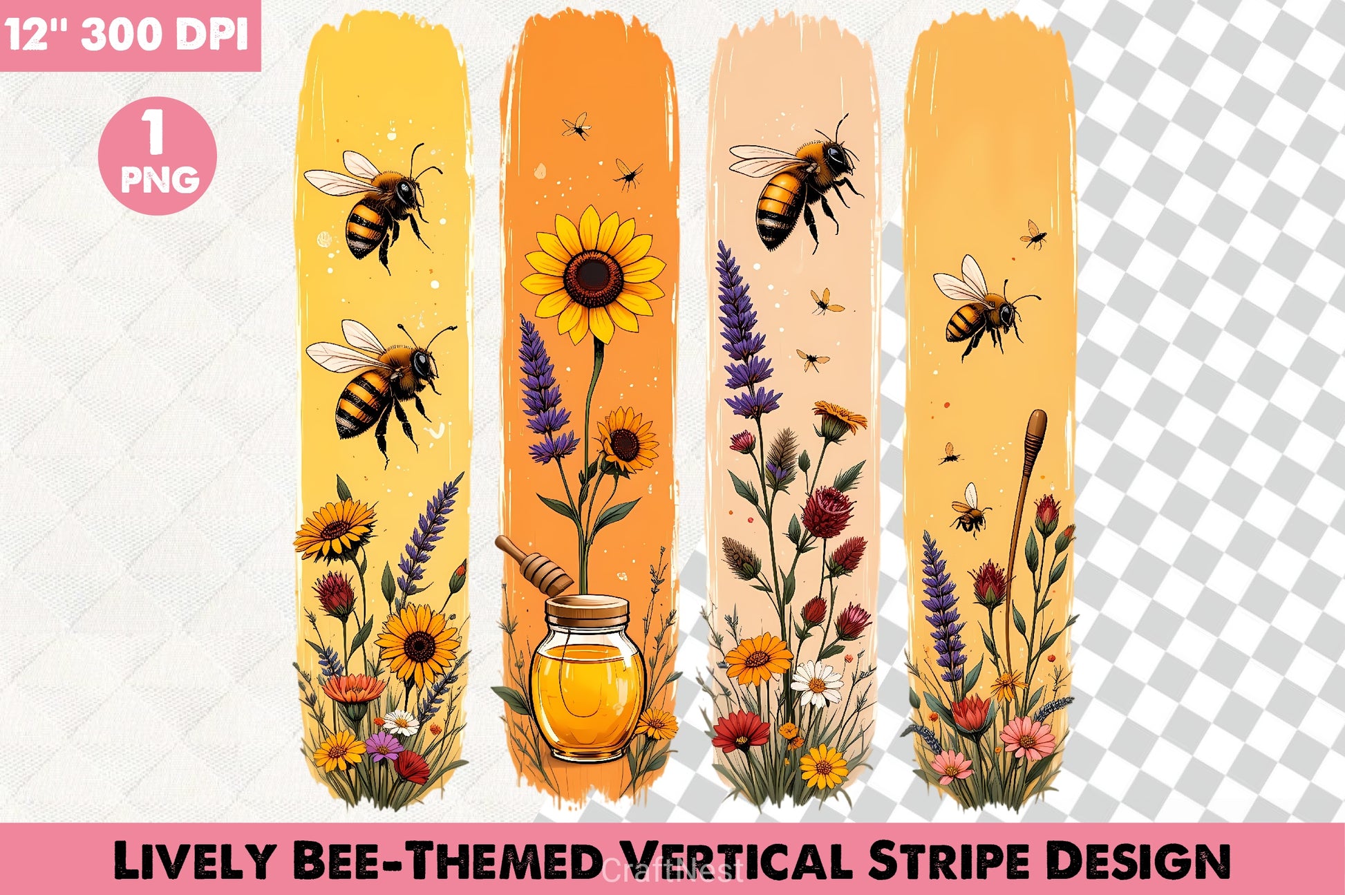Bee Themed Stripe Clipart Bundle - CraftNest - Digital Crafting and Art