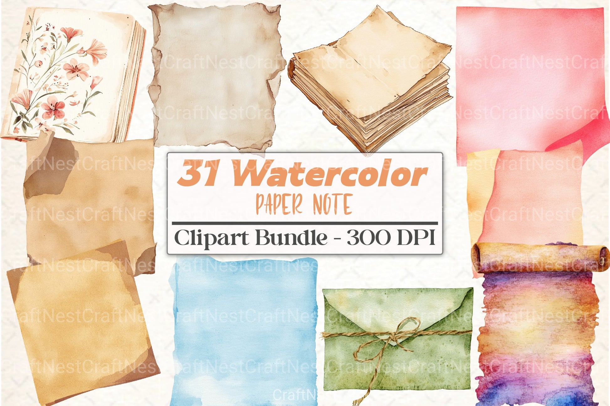 Boho Paper Note & Sticky Clipart Bundle - CraftNest - Digital Crafting and Art