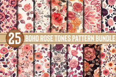 Boho Rose Tones Pattern Clipart Bundle - CraftNest - Digital Crafting and Art