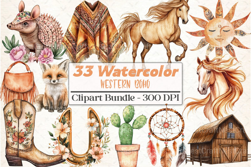 Western Boho Clipart Bundle - CraftNest - Digital Crafting and Art