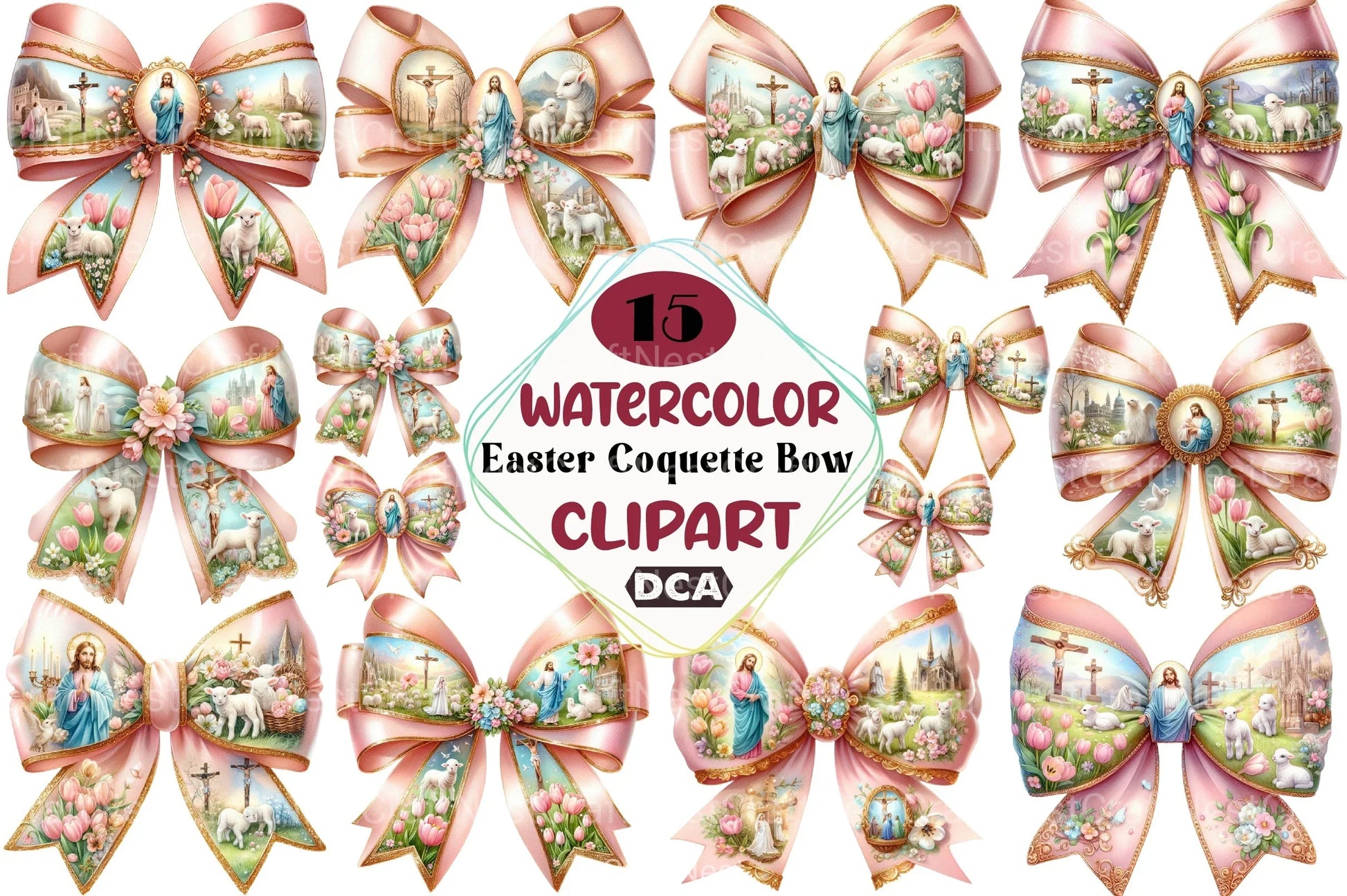 Easter Coquette Bow Clipart Bundle 2 - CraftNest - Digital Crafting and Art