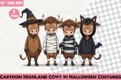 Cartoon Highland Cows Halloween Clipart Bundle - CraftNest - Digital Crafting and Art