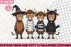 Cartoon Highland Cows Halloween Clipart Bundle