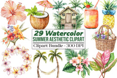 Tropical Summer Aesthetic Clipart Bundle 2 - CraftNest - Digital Crafting and Art