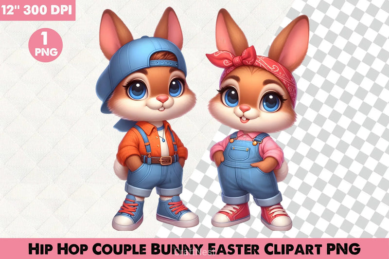Hip Hop Couple Bunny Easter Clipart Bundle 3 - CraftNest - Digital Crafting and Art