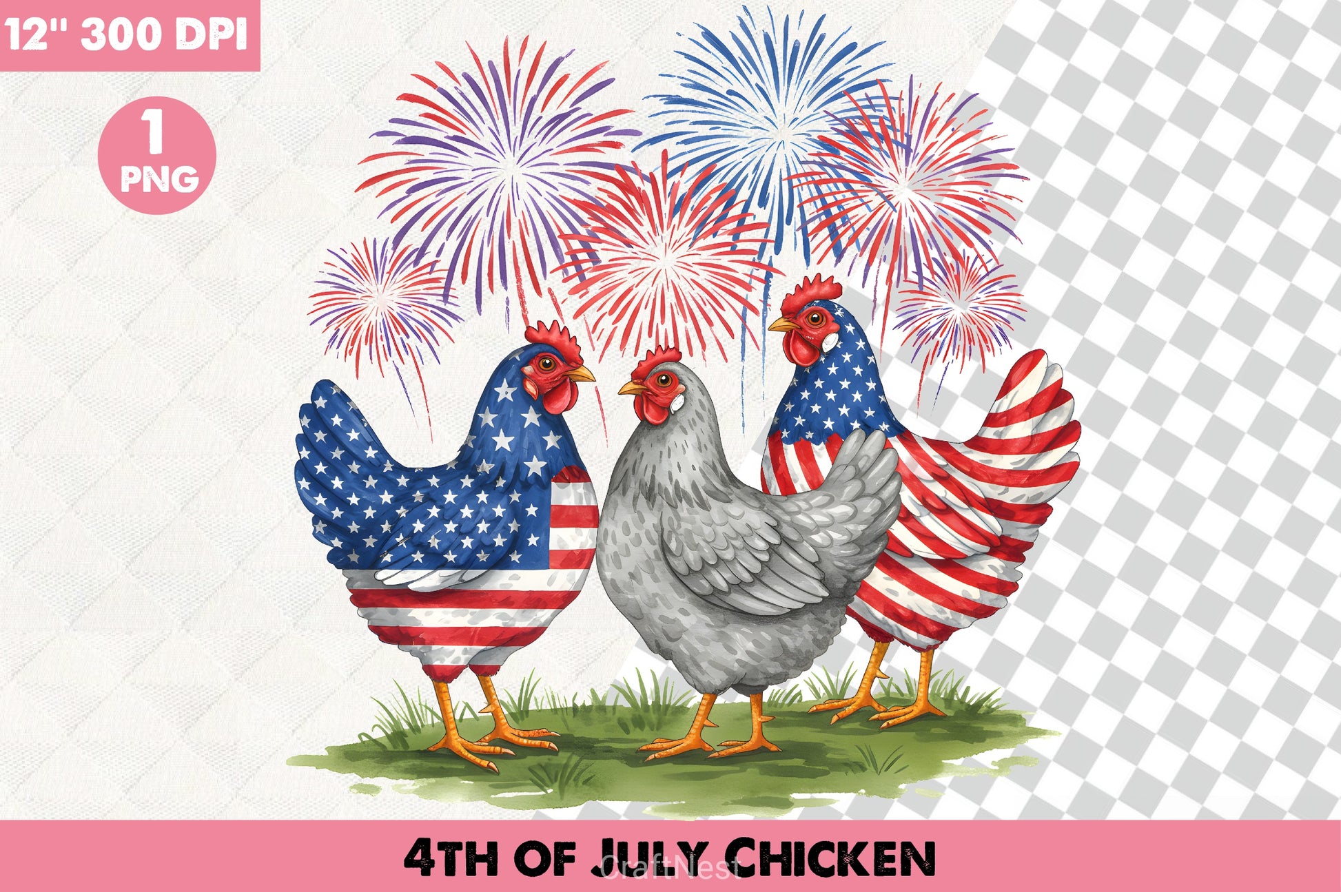 4th of July Chicken Clipart Bundle - CraftNest - Digital Crafting and Art