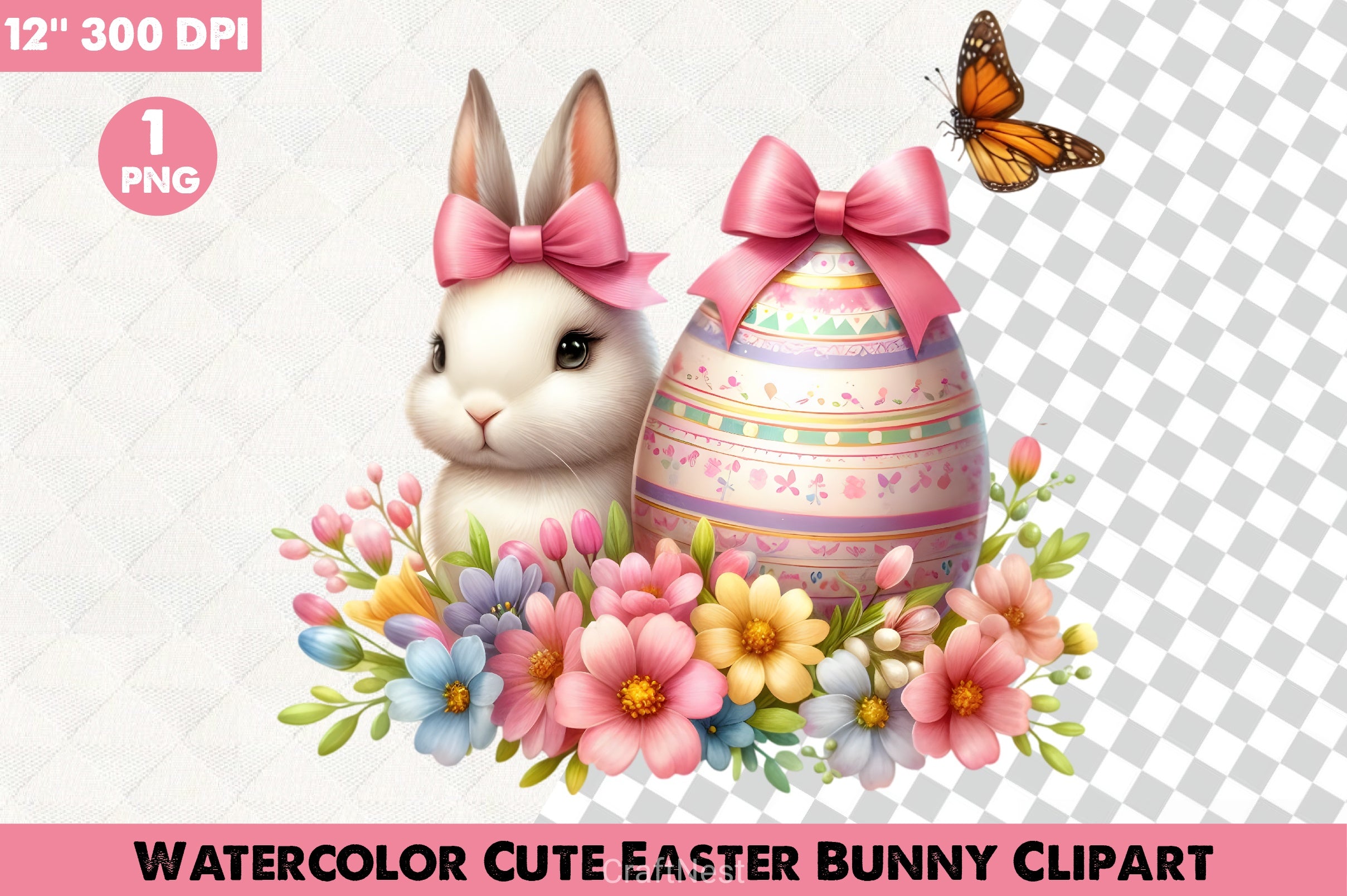 Cute Easter Bunny Clipart Bundle - CraftNest - Digital Crafting and Art