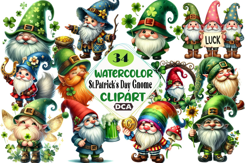 St. Patrick's Day Gnome Clipart Bundle - CraftNest - Digital Crafting and Art