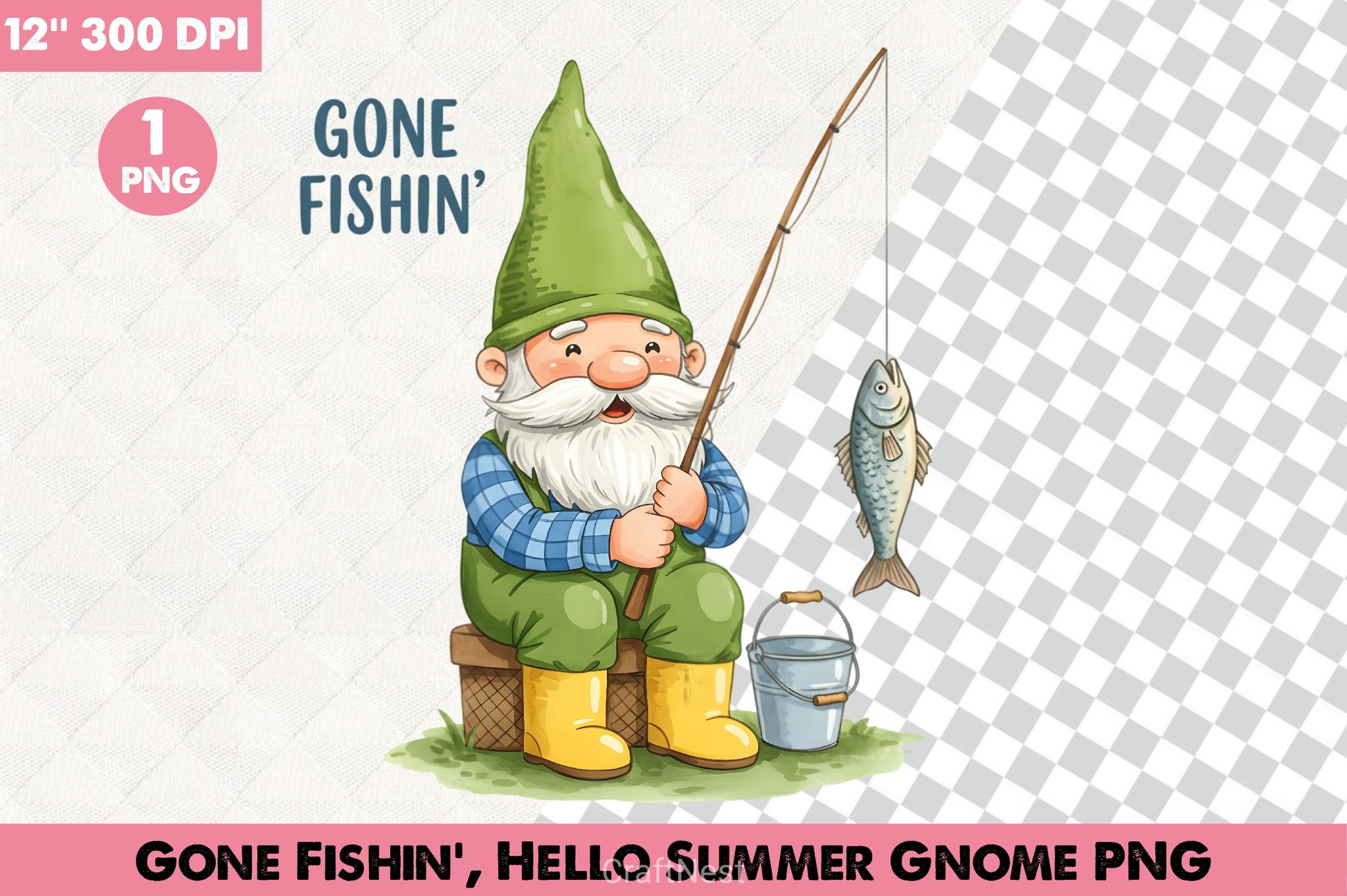 Gone Fishin' Summer Gnome Clipart Bundle - CraftNest - Digital Crafting and Art