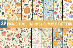 Picnic Time Whimsy Summer Pattern Clipart Bundle - CraftNest - Digital Crafting and Art