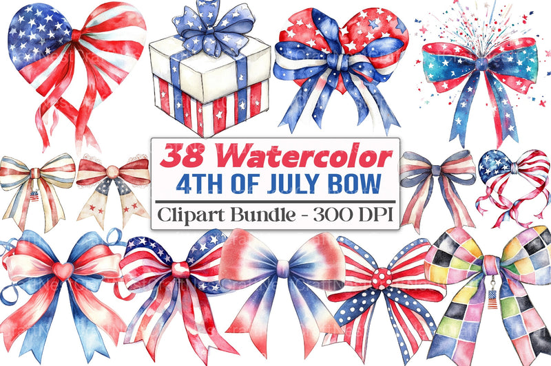 4th of July Bow Clipart Bundle 1 - CraftNest - Digital Crafting and Art