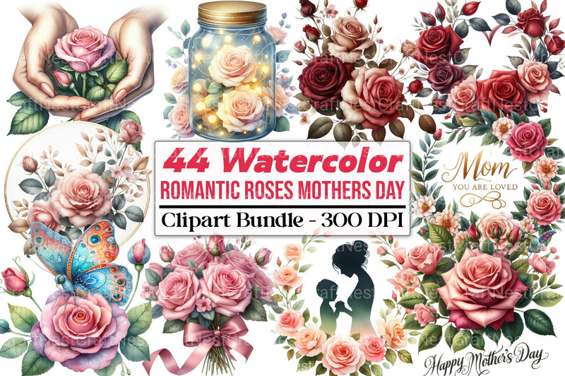 Romantic Roses Mother's Day Clipart Bundle - CraftNest - Digital Crafting and Art