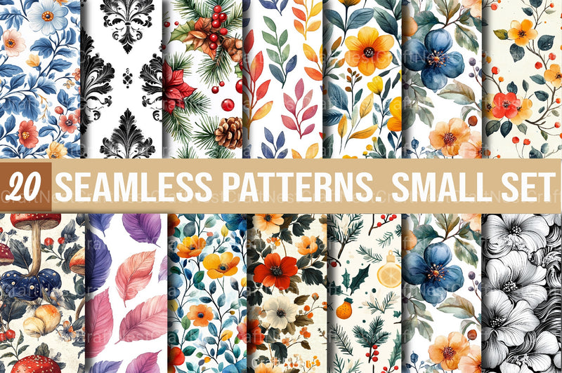 Seamless Patterns Small Set Digital Paper - CraftNest - Digital Crafting and Art