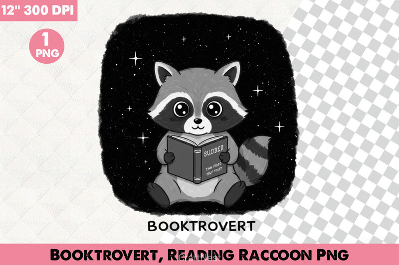 Booktrovert Reading Raccoon Clipart Bundle - CraftNest - Digital Crafting and Art