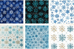 Blue Glitter Snowflakes Winter Pattern Clipart Bundle - CraftNest - Digital Crafting and Art