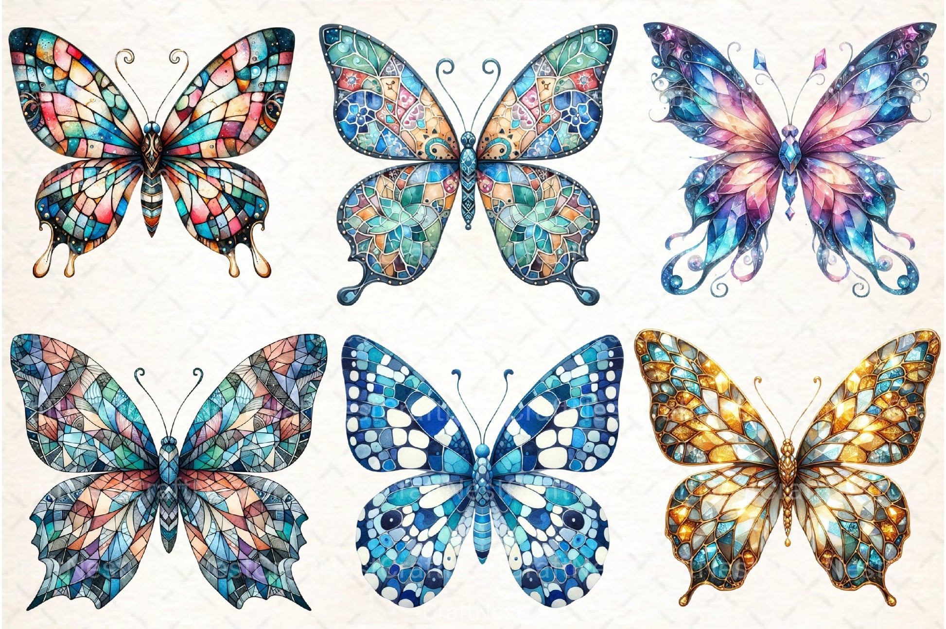 Mosaic Butterfly Clipart Bundle - CraftNest - Digital Crafting and Art