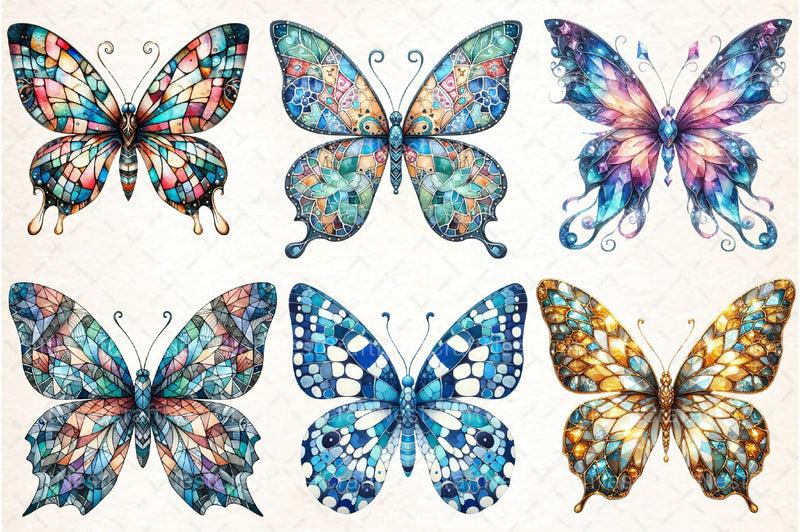 Mosaic Butterfly Clipart Bundle - CraftNest - Digital Crafting and Art