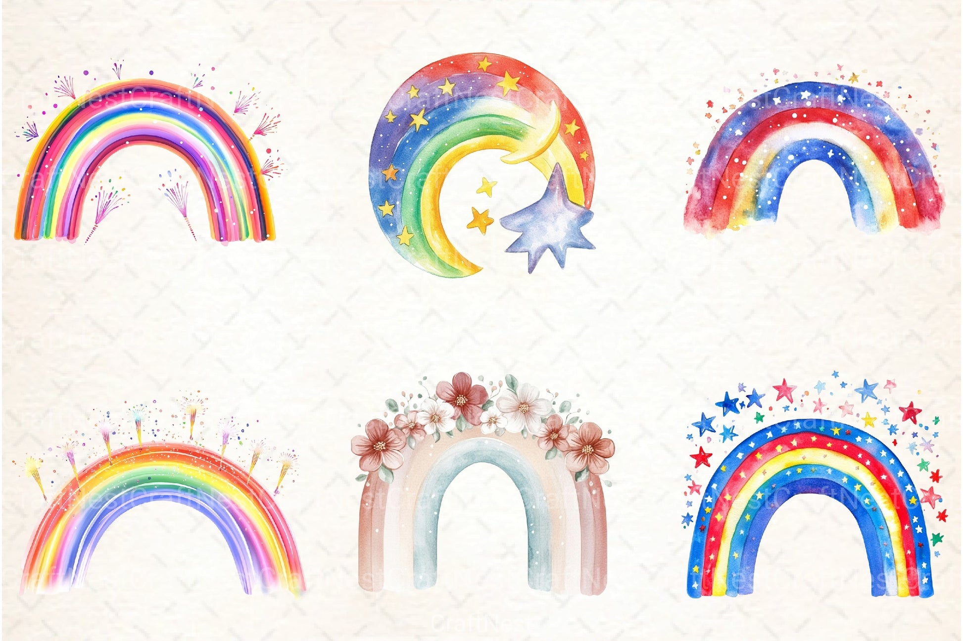 Rainbow 4th of July Clipart Bundle - CraftNest - Digital Crafting and Art