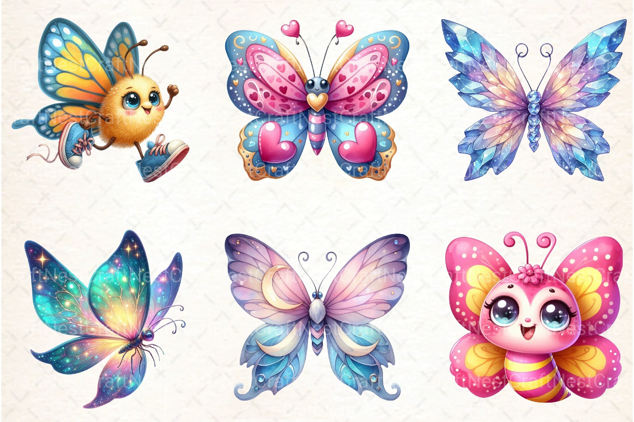 Adorable Butterfly Clipart Bundle 11 - CraftNest - Digital Crafting and Art